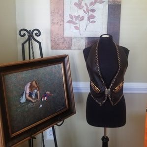 Cache Brown leather Vest size small